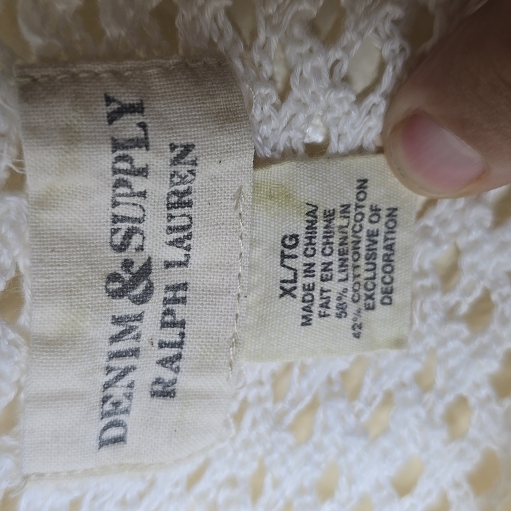 Ralph Lauren Denim & Supply White Knit Sweater Nautical Crochet - Picture 6 of 7
